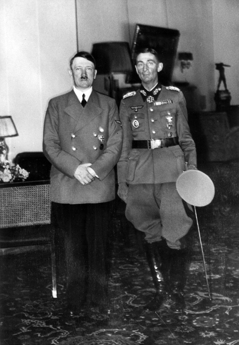 Eduard Dietl with Adolf Hitler after being awarded with the Ritterkreuz in Berlin
